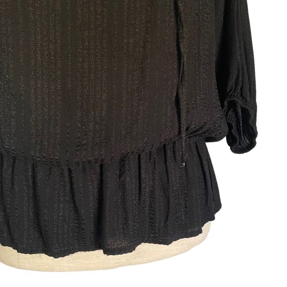 GUESS Black Cold Shoulder Peplum Blouse Size Small Business Casual Shabby Chic - Picture 10 of 12